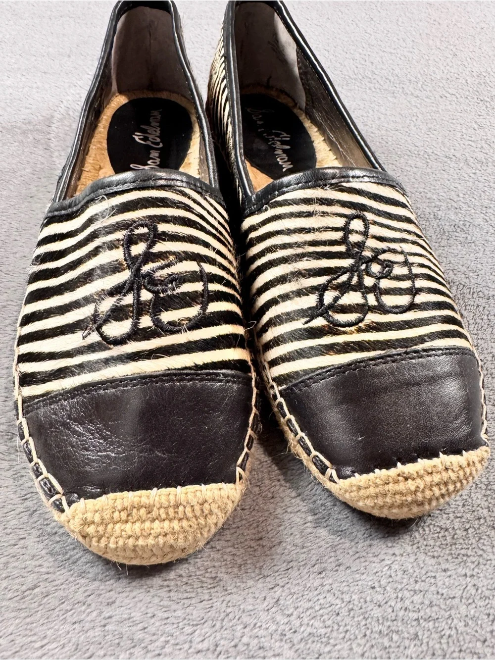 Sam Edelman ‘Lewis’ Calf Hair Zebra Striped Espadrille Slip-Ons